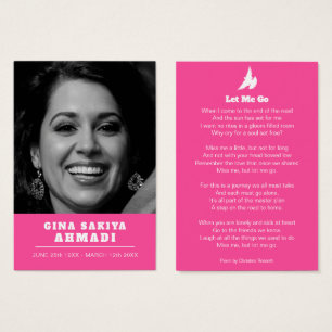 Funeral me deixa ir um cartão cor-de-rosa com ora