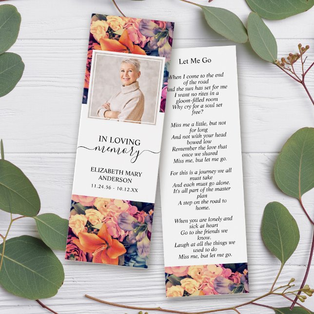 Funeral Memorial Moody Floral Mini Bookmark (Criador carregado)