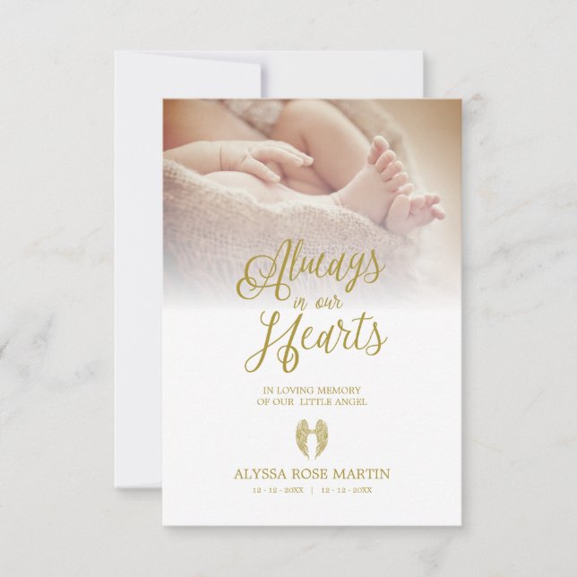 Funeral Memorial Photo Litlle Angel Wings Dear One (Frente)