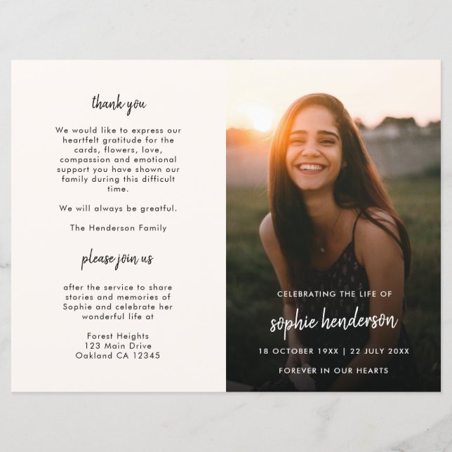 Funeral Moderno | Programa Memorial da Ordem de Se (Frente)