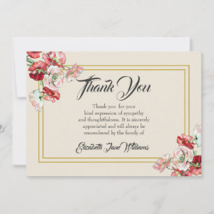 Funeral Obrigado Nota Cartão  Poppies