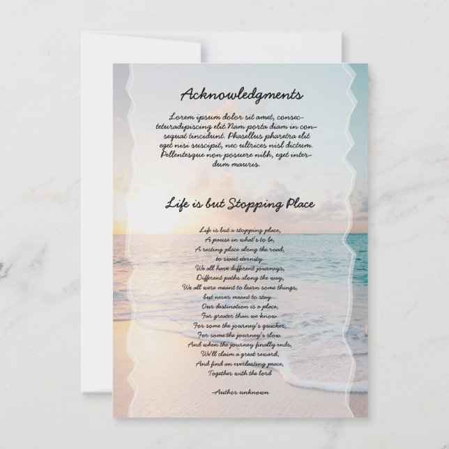 Funeral Prayer Card (Verso)