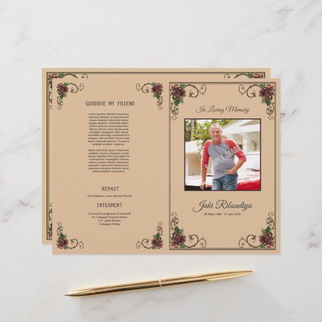 Funeral Program Flyer Template (Frente/Verso In Situ)