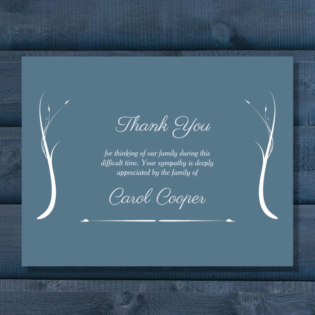 Funeral Sober Azul Dusty Obrigado Cartão de Nota (Dusty Blue Sober Funeral Thank You Note Card)