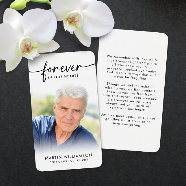 Funeral Sympathy Photo Forever Prayer Card (Criador carregado)