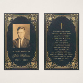 Funeral Vintage Blue Gold Memorial Prayer Card