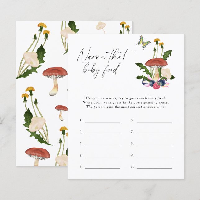 Fungos de queda - Nomeie esse jogo de chá de bebê (Frente/Verso)