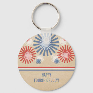 Funky 4 de julho Fireworks & Stripes Chaveiro
