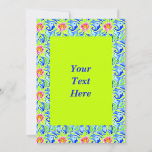Funky Art Nouveau Watercolor Convite Floral
