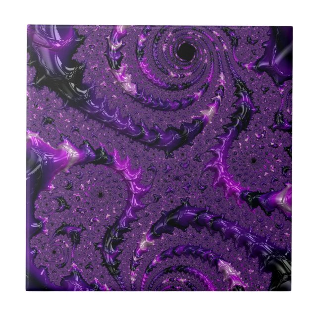 Funky Bold Boho Roxo Abstrato Digital Fractal (Frente)