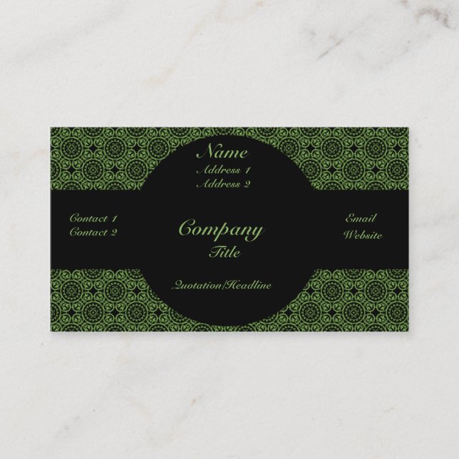 Funky Elegance Cartão de visita, Verde (Frente)