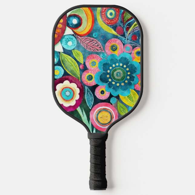 Funky Flowers Pickleball Paddle (Front)