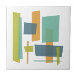 Funky Laranja Azul Retângulo Verde Azul Médio sécu<br><div class="desc">Este fabuloso azulejo cerâmico moderno de meio século apresenta retângulos esfarrapados em tons de turquesa,  azul,  laranja e verde de abacate. Que adição fabulosa ao seu projeto de tiling!</div>