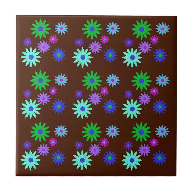 Funky Retro 70s Abstrato Daisy Flowers Impressão B (Frente)