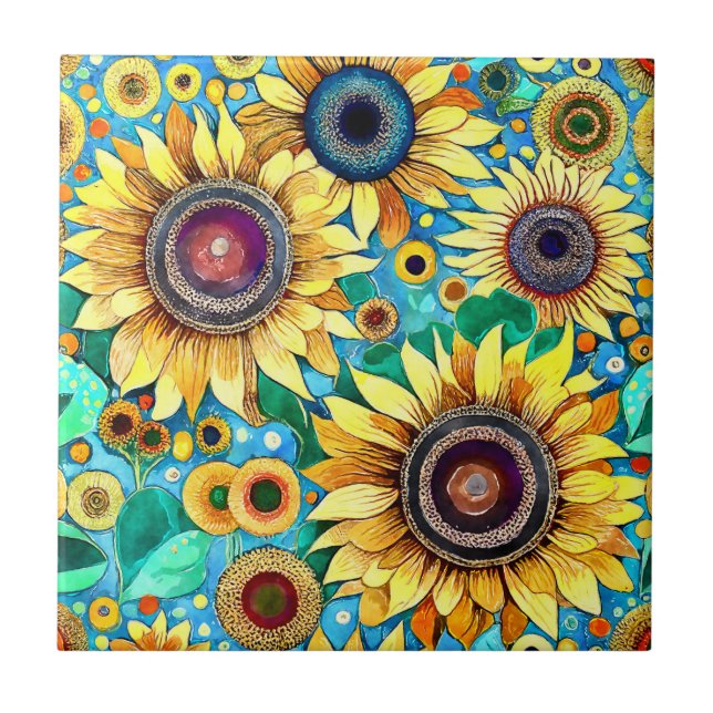 Funky Sunflower Azulejo (Frente)