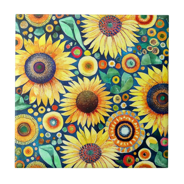 Funky Sunflower Azulejo (Frente)
