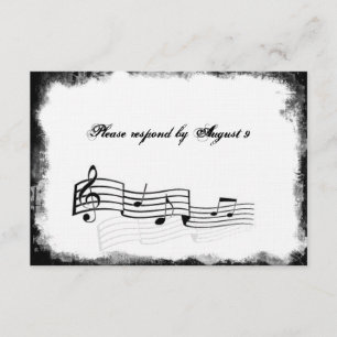 Funky Torn Paper Black Music rsvp com envelopes