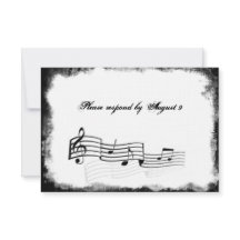 Funky Torn Paper Black Music rsvp com envelopes