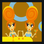 Funky Twins Pop Art Poster<br><div class="desc">Impressão de divas de pop engraçado - Personalize-o para qualquer tamanho!</div>