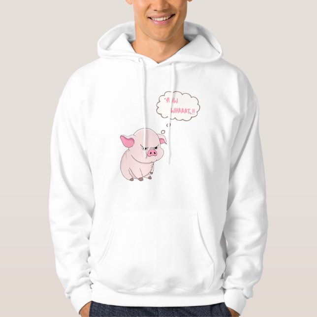 Funny Angry Pig Now Whaat Pullover Hoodie (Frente)