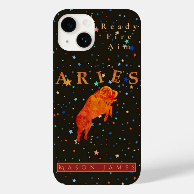 Funny Aries Zodiac Black Red Personalizado (Verso)