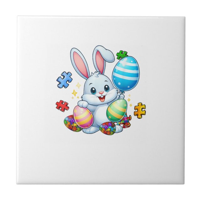 Funny Autism Awareness Puzzle Easter Bunny Eggs Ki (Frente)