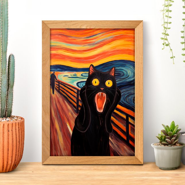 Funny Black Cat Scream Inspired Poster (Criador carregado)