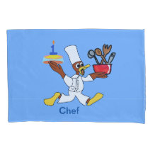 Funny Blue Chef Ducky Kazoo Pillowcase