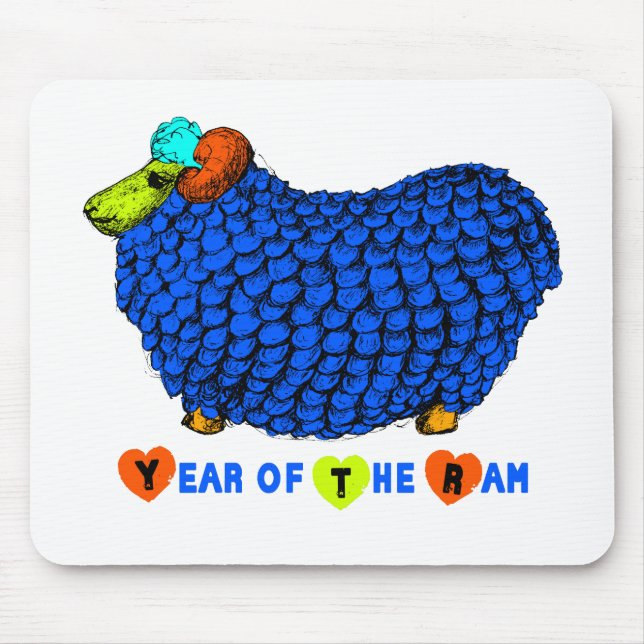 Funny Blue Ram Chinês Ano Zodiac Mousepad (Frente)