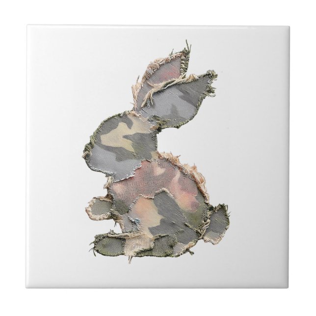 Funny Bunny Crochet Patchwork Camo Rabbit Happy Ea (Frente)