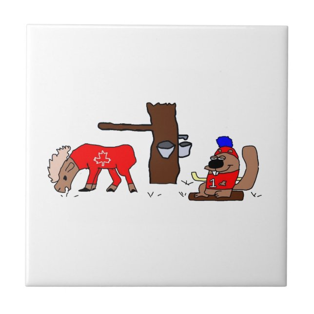 Funny Canada Moose and Beaver com Xarope de Maple (Frente)