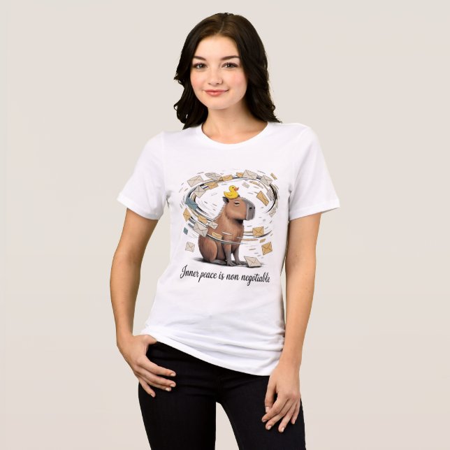Funny Capybara Inner Peace Is Non Negotiable T-Shi (Frente Completa)