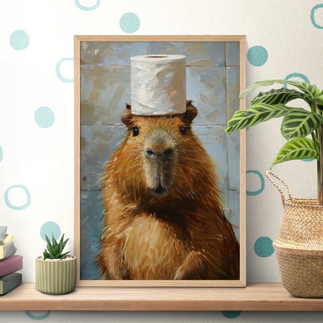 Funny Capybara Toilet Paper Poster (Criador carregado)