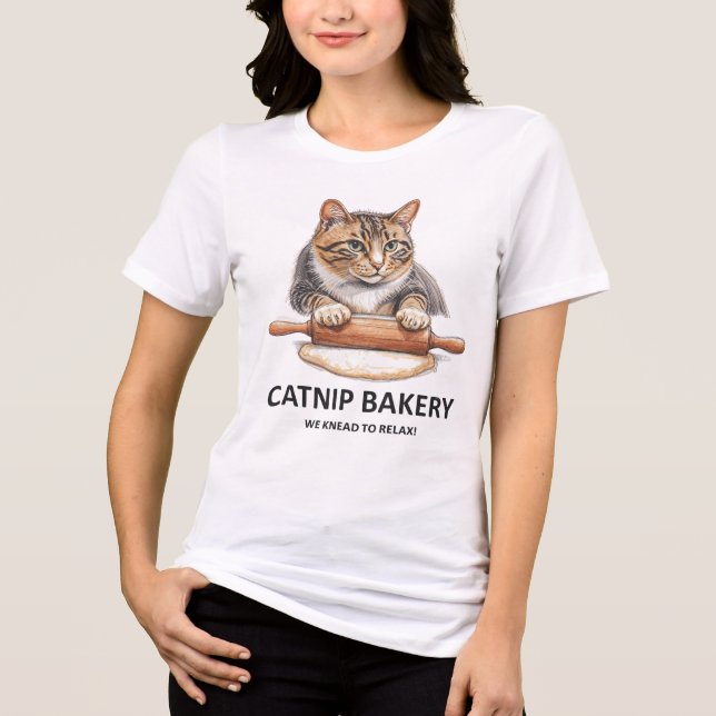 Funny Cat Baker T-Shirt 😺 “Catnip Bakery” | Cute  (Frente)