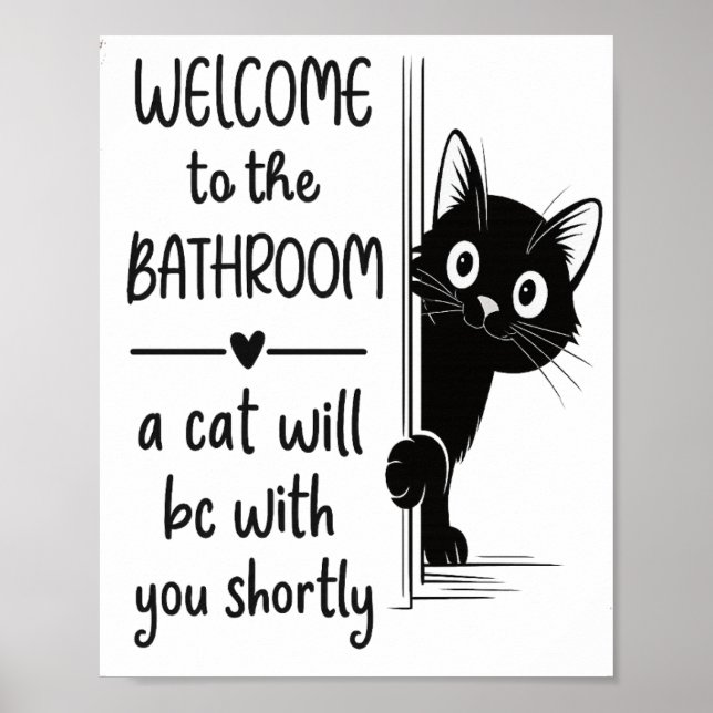 Funny Cat Bathroom Poster (Frente)