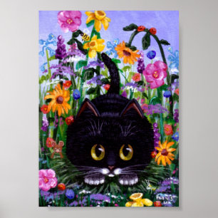 Funny Cat Poster Floral Flores Criacionaristas