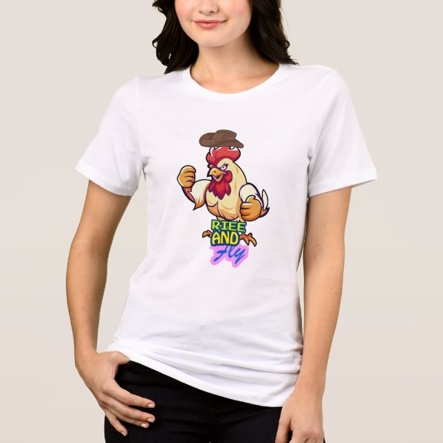 Funny Chicken Rise and Fly” T-Shirt (Frente)