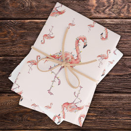 Funny Christmas Holiday Flamingo Lights White Pink