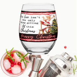 Funny Christmas Wine Glass Retro Best Friend Lit