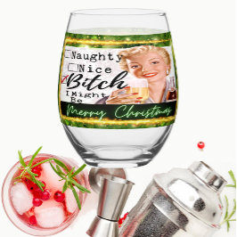 Funny Christmas Wine Glass Retro Best Friend Nice
