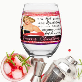 Funny Christmas Wine Glass Retro Best Friend NYE