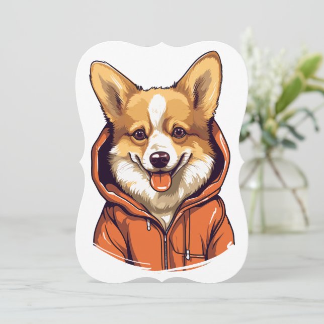 Funny Corgi Vestindo Hoodie (Em pé/Frente)