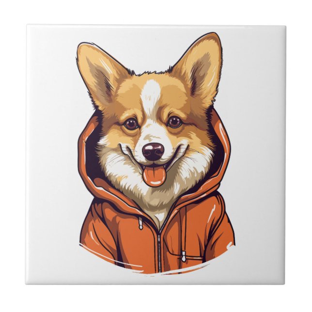Funny Corgi Vestindo Hoodie (Frente)