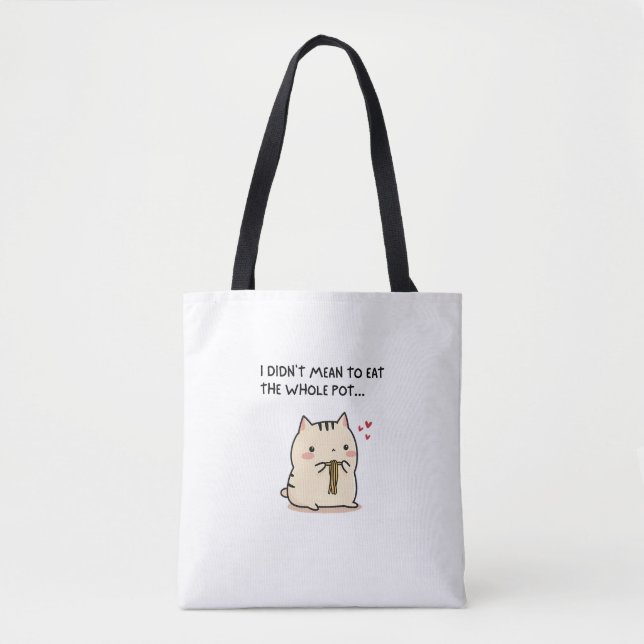 Funny Cute Cat Tote – Noodle Lover Kawaii Bag (Frente)