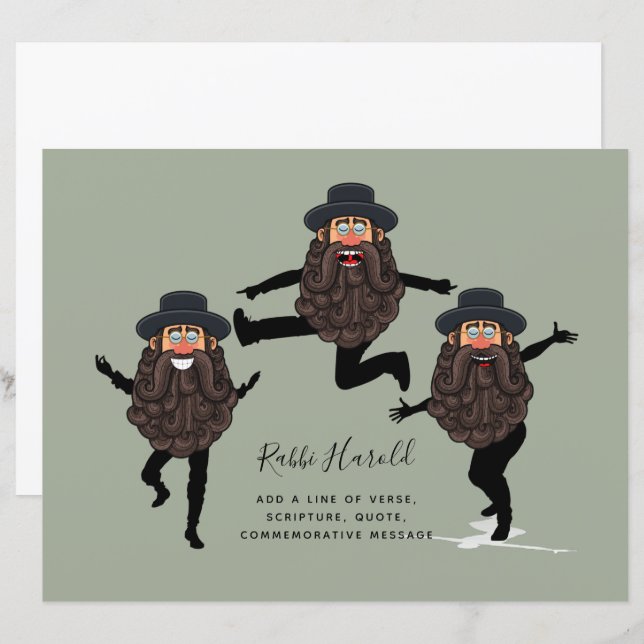 FUNNY Dancing RABBI Personalizado com Texto (Frente/Verso)