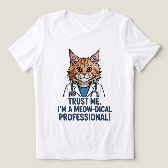 Funny Doctor Cat Medical Humor Illustration (Design frontal)