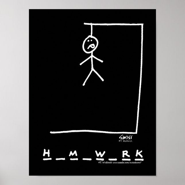 Funny Dorm Homework Hangman Poster (Frente)