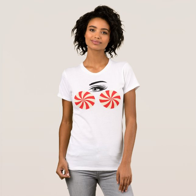Funny Eye Candy Shirt for Women - Bold Graphic Tee (Frente Completa)