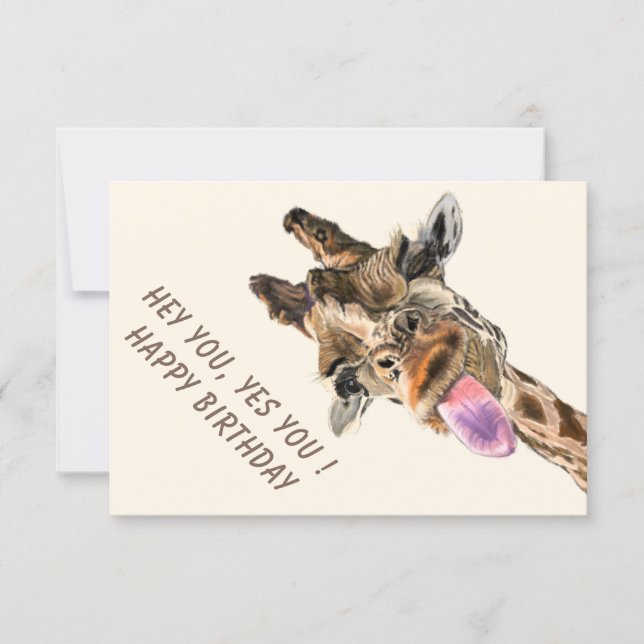 Funny Giraffe Birthday Card (Frente)