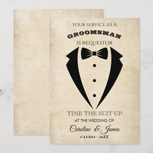 Funny Groomsman  Invitation (Frente/Verso)